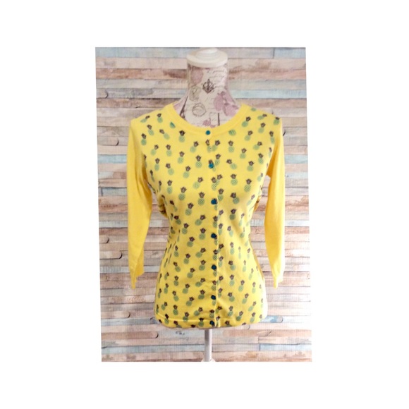 Liz Claiborne Pineapple Cardigan Sweater XS Cotton - Picture 3 of 4